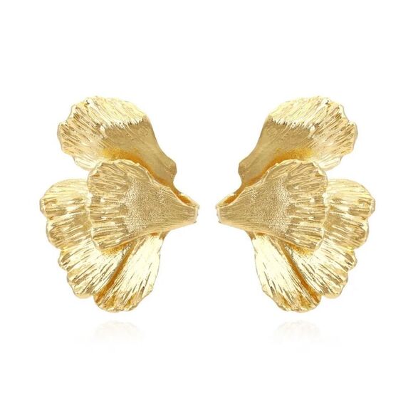 Gold flower earrings N42 - Picture 2 of 7